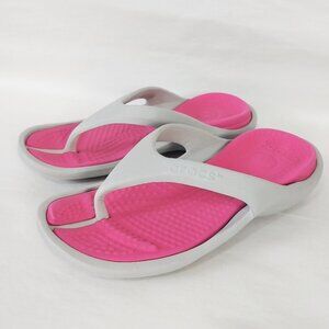 Crocs Athens Unisex Beach Flip Flops Sandals Size Mens 3 Womens 5 Pink Gray